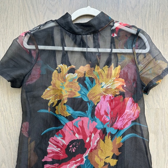 STAUD Calluna First Bloom Black Floral Maxi Dress Gown Organza Tie Size Small - Picture 7 of 14